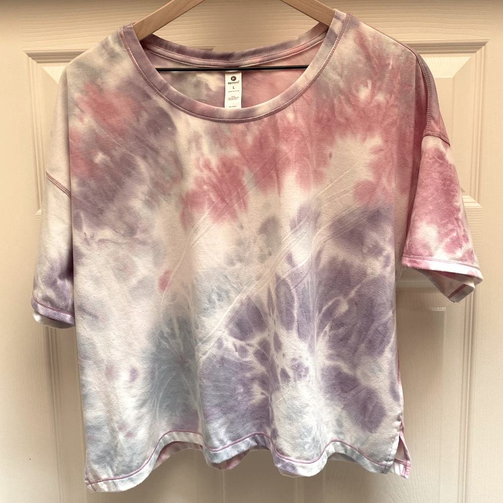 90 degrees t shirt cropped oversized tie dye pink purple